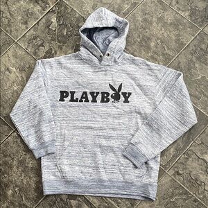PLAYBOY Women’s Blue White Hoodie Whimsi Athleisure Coquette Cozy Streetwear Y2K